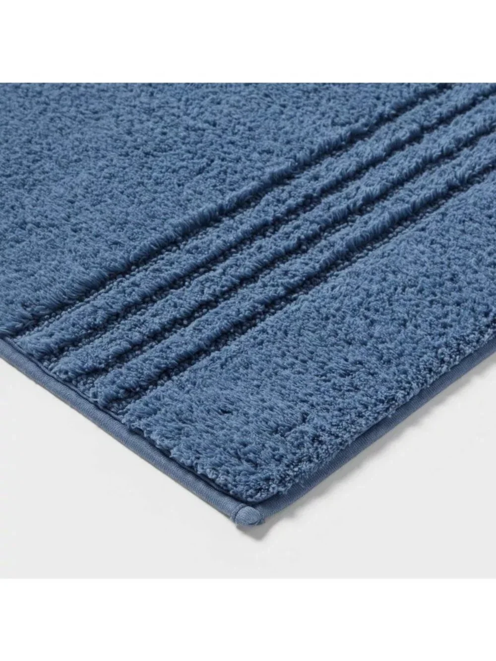 Threshold Performance Plus Textured Fabric Striped Non Skid 2 Blue Bath Mat OOS